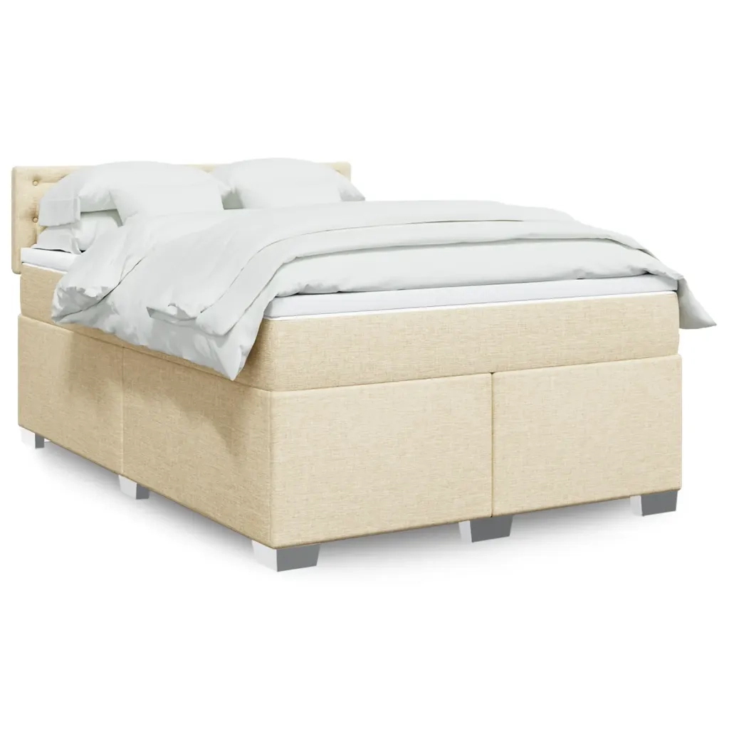 Giroletto a Molle con Materasso Crema 140x200 cm in Tessuto
