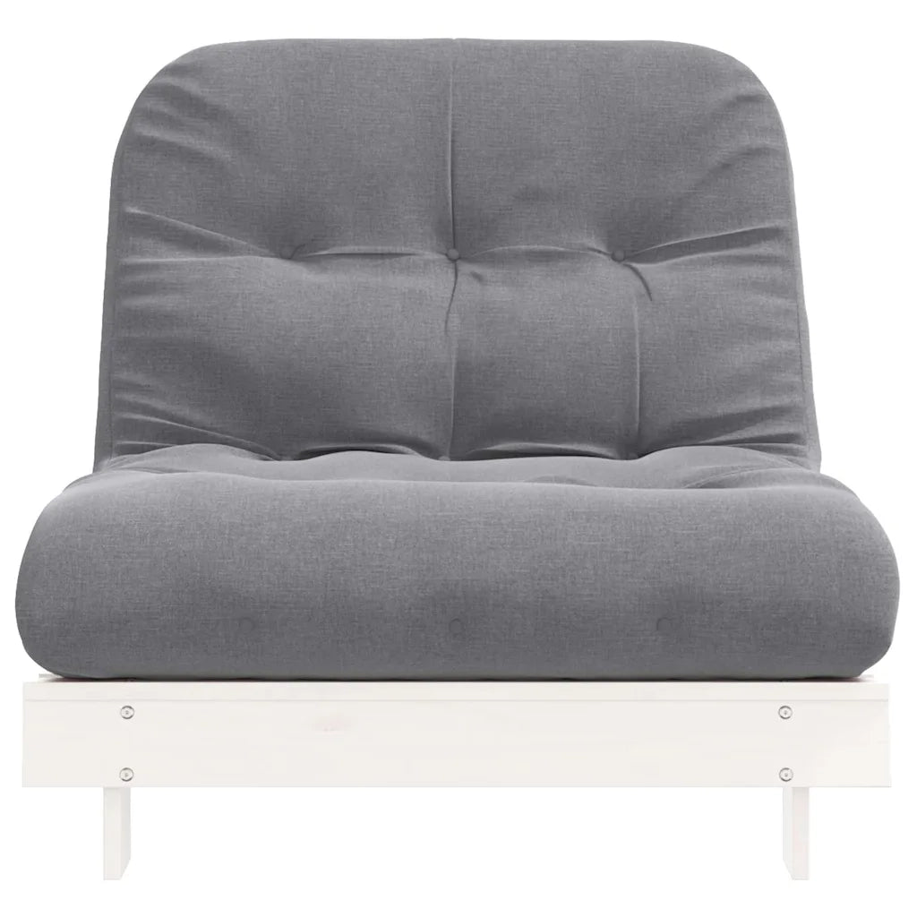 Divano Letto Futon con Materasso Bianco 90x206x11cm Legno Pino