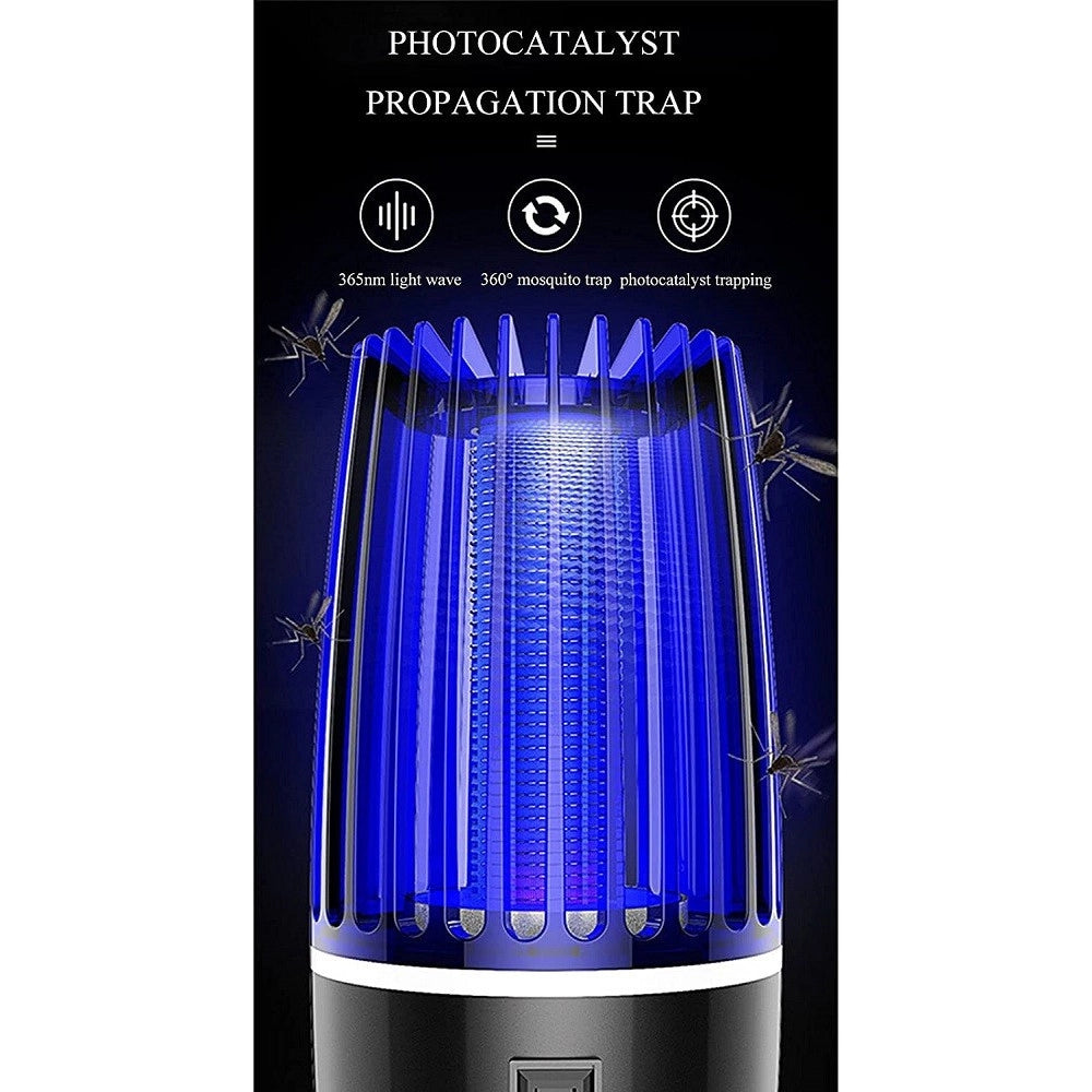 Trade Shop - Antizanzare Elettrica Fotocatalitico 360° Portatile Luce Viola Alimentatore Usb -
