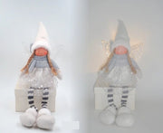 Bambola decorazione natalizia in stoffa con luce 48 cm