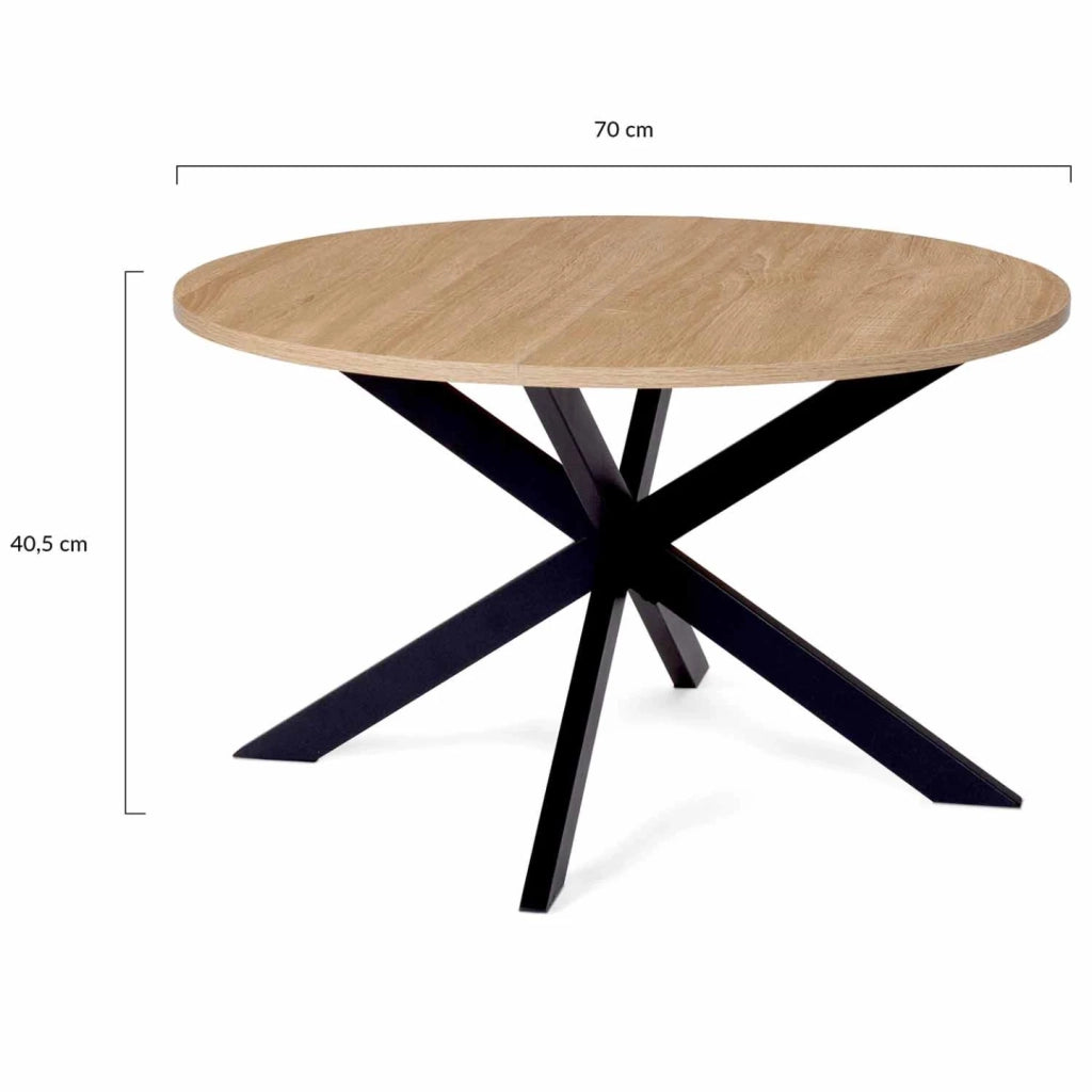 IDMarket - Tavolino rotondo ALIX con gamba a ragno, 70 cm, legno e nero