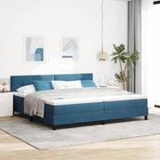 letto box spring  con materasso e LED blu scuro 200x200 cm in velluto