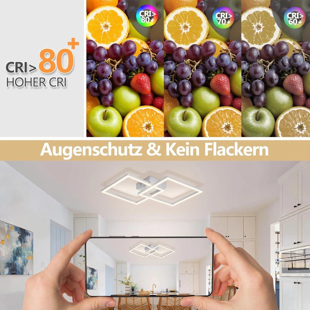 ZMH Plafoniera LED argento 24W 4000K moderna plafoniera quadrata per soggiorno camera da letto corridoio o ufficio