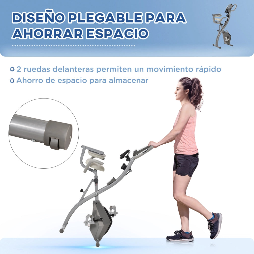 Bicicletta Statica Pieghevole con Schermo LCD ¨C Zephmum ¨C Grigio 105x48x118 cm