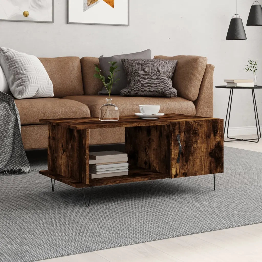 Tavolino da Salotto-Tavolino da soggiorno-Tavolo Rovere Fumo 90x50x40cm in Legno Multistrato 555030