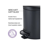 Portarifiuti bagno 3 lt Potty nero matt 25,1 x 17,4 x 22,6 cm