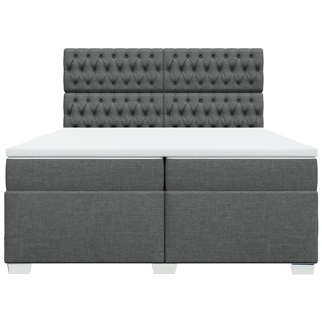 Giroletto a Molle con Materasso Grigio Scuro 200x200 cm Tessuto
