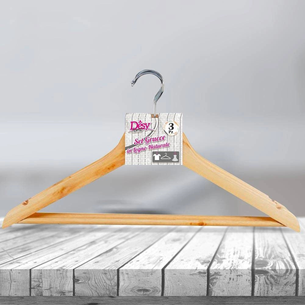 Trade Shop - Set 12 Grucce Appendiabiti Stampelle In Legno Porta Abiti Armadio Casa Negozio -