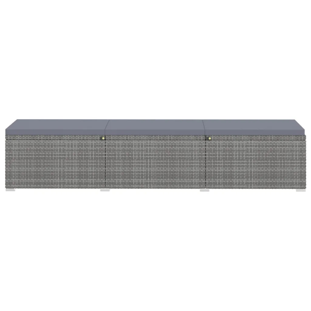 Lettini Prendisole con Tavolino 3 pz in Polyrattan Grigio 3057665