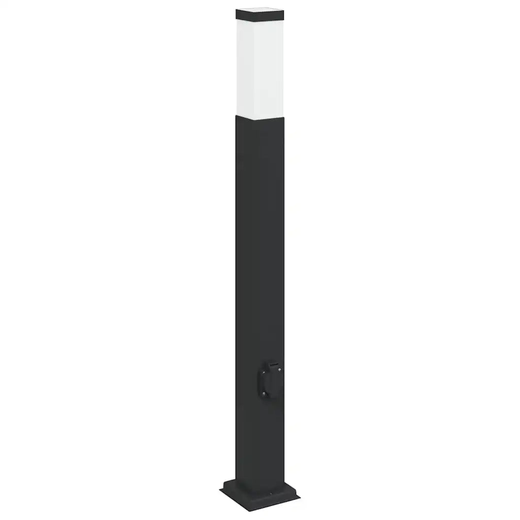 Lampada a paletto con presa elettrica 80 cm Nera IP44 4006085