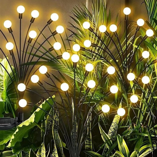 Luci per Giardino 2 Pack Solari Glow Worms con 24 LED per Illuminazione Patio Decorazione di Giardino