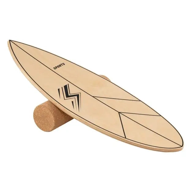Balance Board Tavola di Equilibrio in Legno Naturale con Rullo in Sughero per Fitness e Allenamento a Casa Portatile Antiscivolo