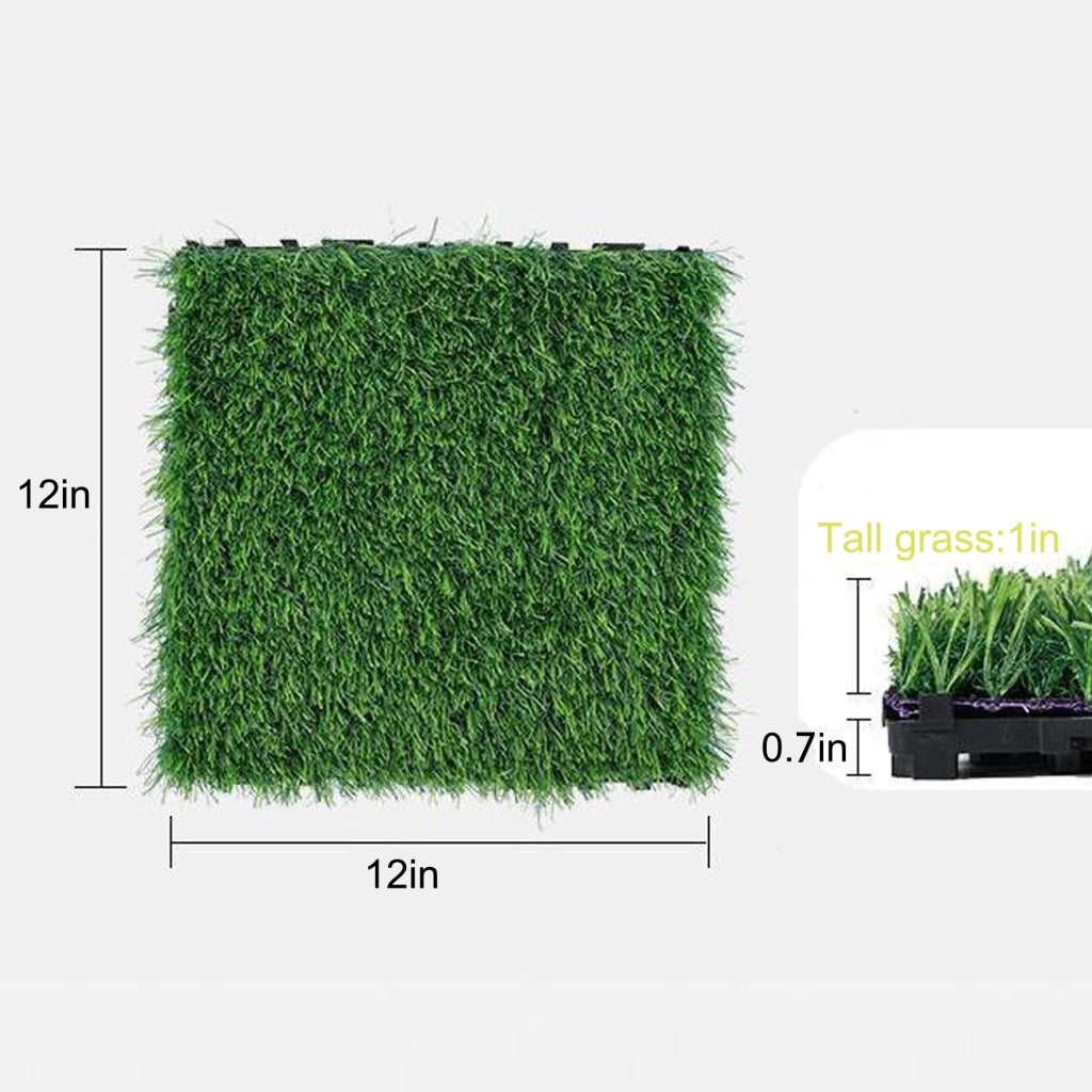 Piastrelle Erba Artificiale Interlocking 36 pezzi ¨C MINIMAL ¨C Verde, 30x30 cm, Balcone/Giardino