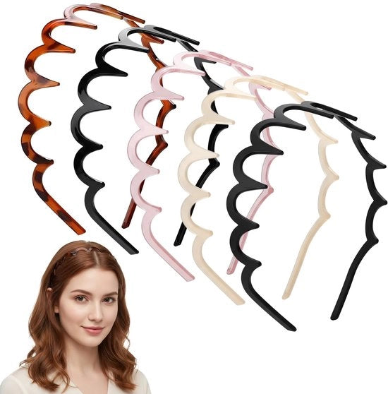 Set di Fasciature per Capelli a 5 Colori - Fasciature per Capelli in Plastica Comfortevoli - Accessori per Capelli Unisex - Per Yoga/Fitness/Make-up - Fasciature per Capelli Elastiche e Multifunzionali - Fascia per Capelli