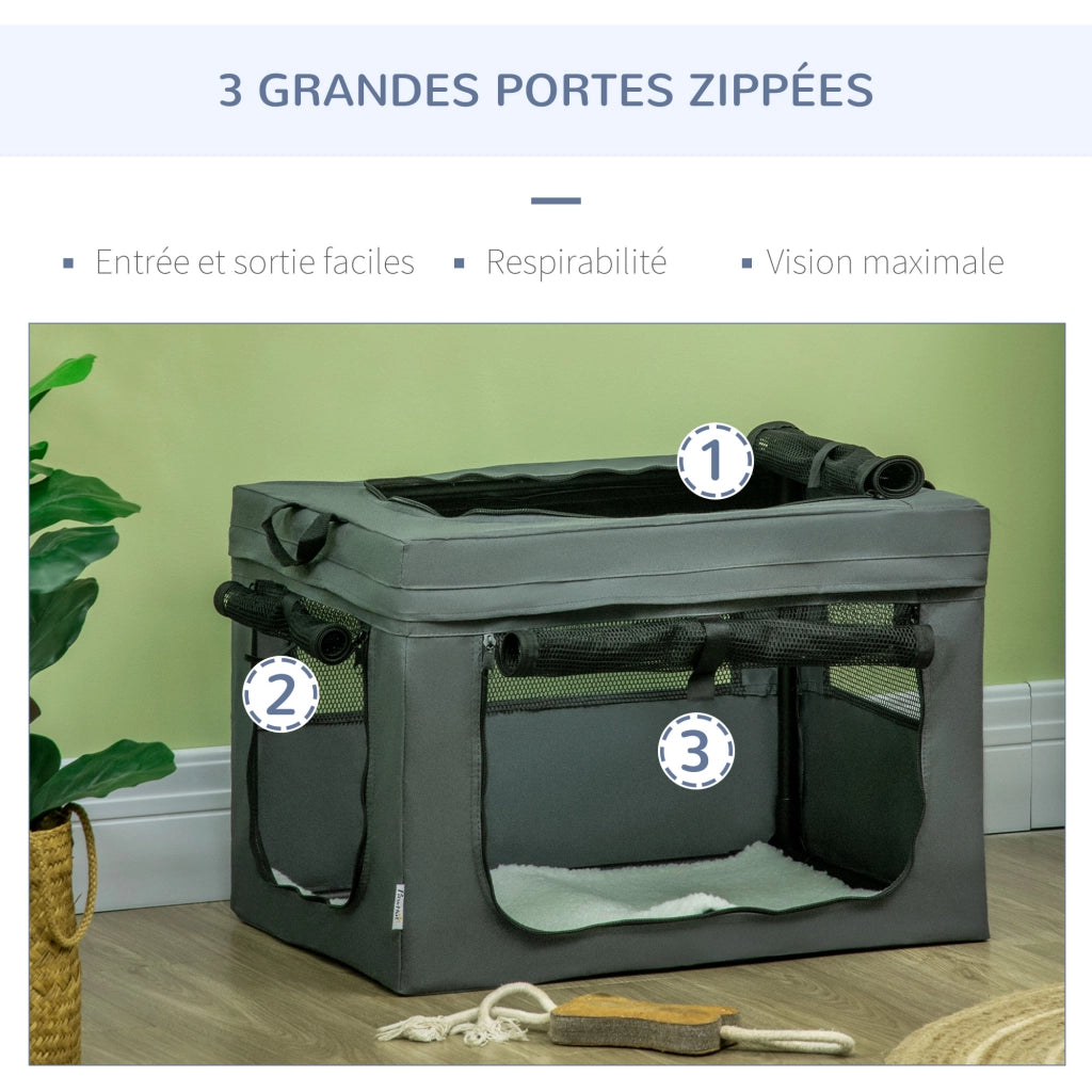 Contenitore per Animali Domestici ¨C zephmum ¨C 60x42x42 cm Grigio Nero