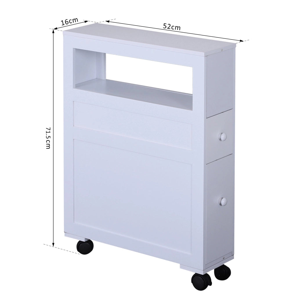 Mobiletto da Cucina in Legno con Ripiano e 2 Cassetti Posate Bianco 16x52x66 cm