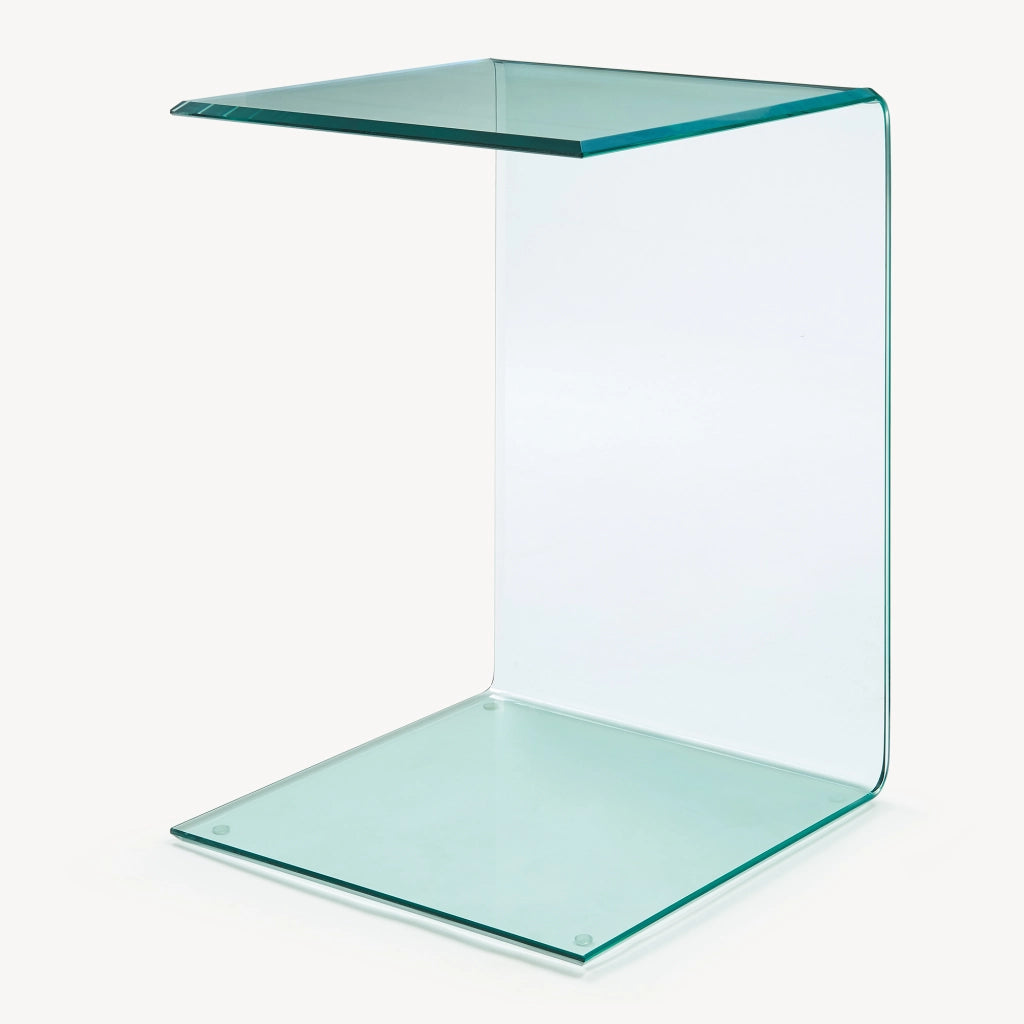 Tavolino Laterale Trölmapilu a Forma di C in Vetro 60 x 40 x 40 cm - Trasparente [en.casa]