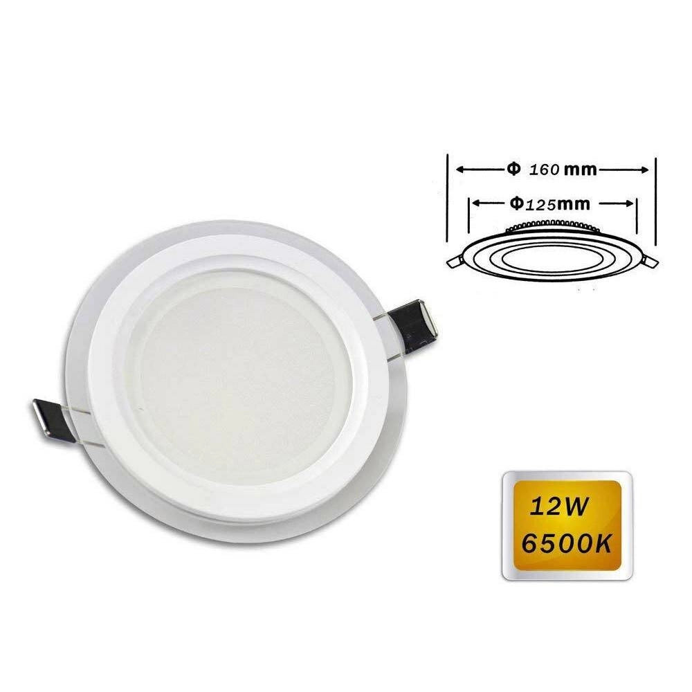 Trade Shop - Pannello Led Slim Incasso Bordo Vetro Tondo 12 W Luce 6500k 3000k 4000k P-125et -