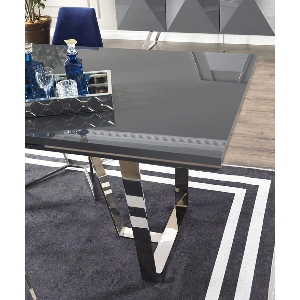 Tavolo Enzio 185x95x78h colore grigio laccato lucido