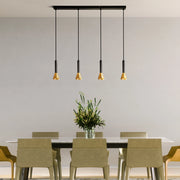 Lampadario Moderno Signal Acciaio Nero Oro 4 Luci Gu10