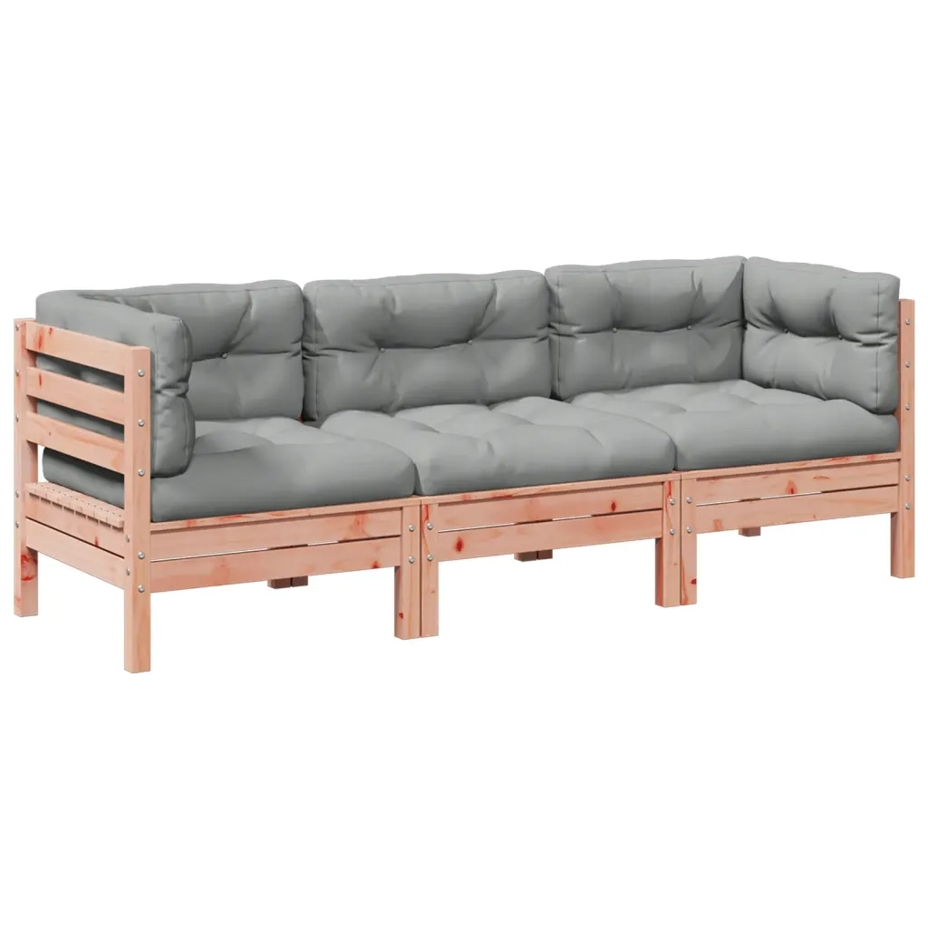 Set Divani Giardino 3 pz | Set Salotto da Giardino Cuscini Legno Massello Abete Douglas