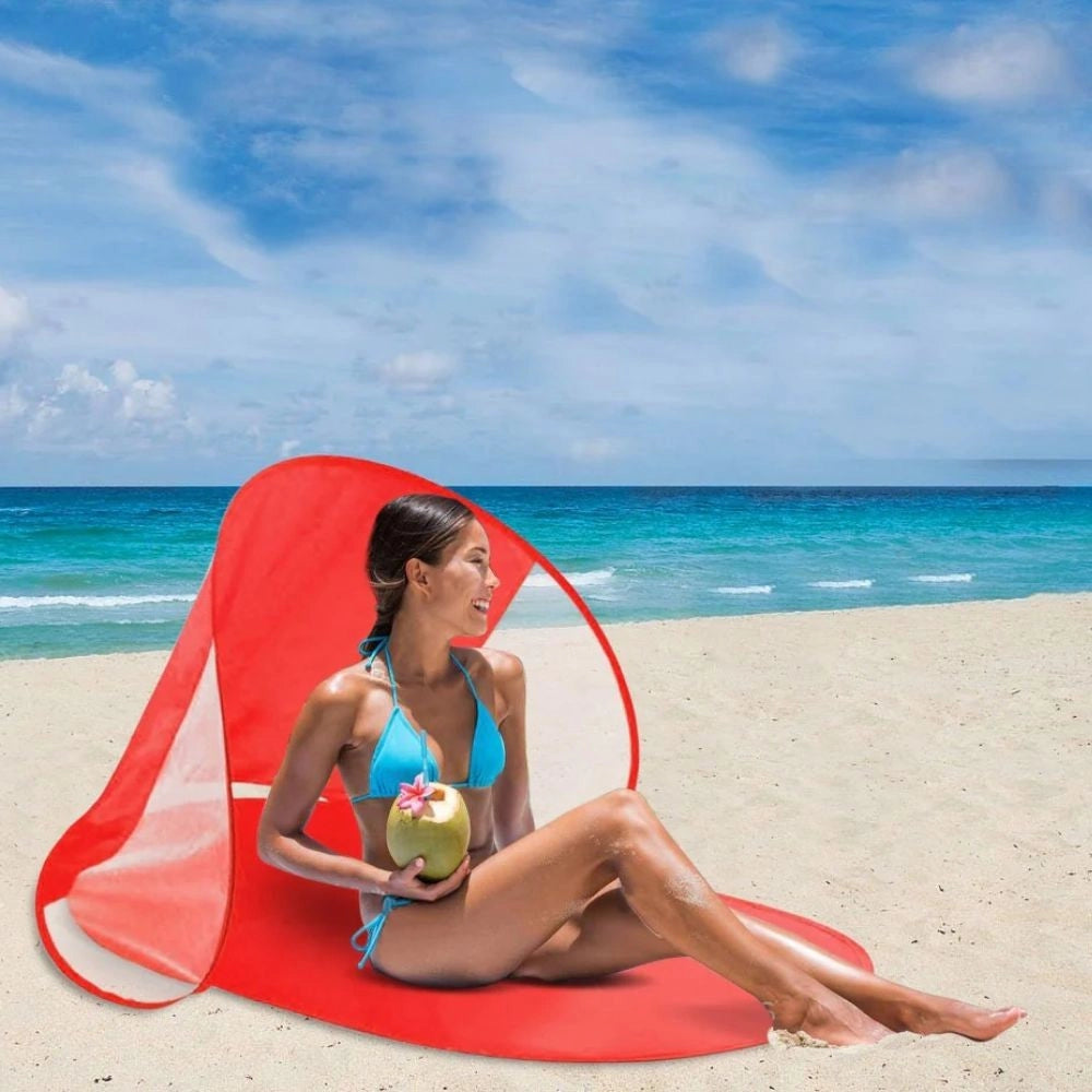 Trade Shop - Stuoia Da Spiaggia Con Parasole 140x70x55 Colori Assortiti Mare Sabbia Estate -