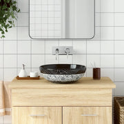 Lavabo da Appoggio-Lavandino-Lavello Nero e Blu Rotondo ¦µ41x14 cm Ceramica 306092