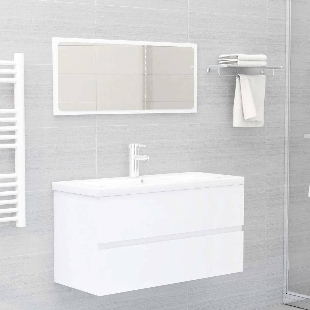 Mobile con Lavabo Integrato Bianco in Legno Multistrato 3071648