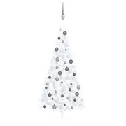 Set Albero Natale Artificiale a MetÃ  LED Palline Bianco 210cm  cod mxl 16212