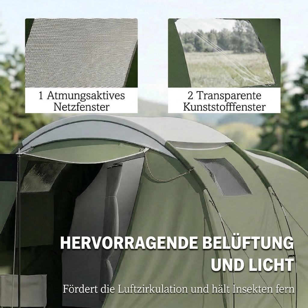 Tenda da campeggio familiare 3-4 persone ¨C zephmum ¨C Verde 3000mm impermeabile