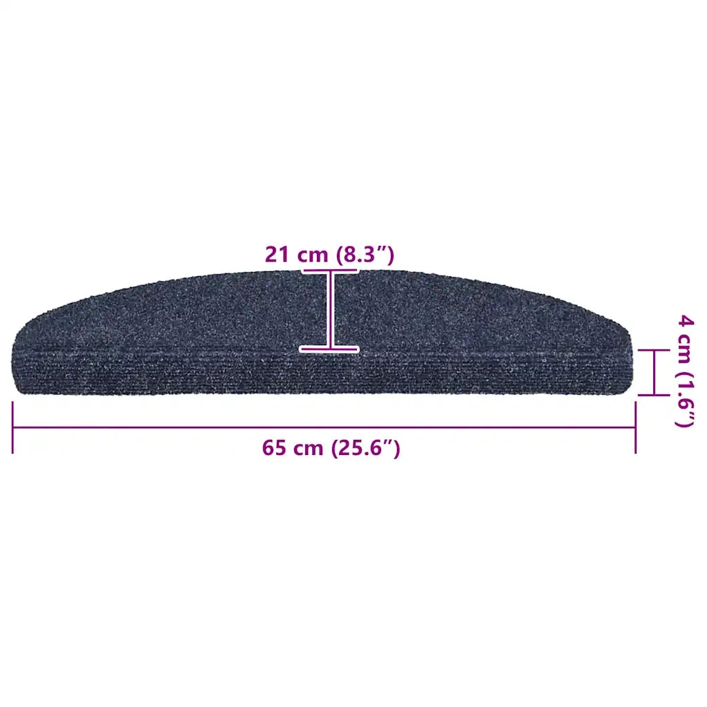 vidaXL Tappetini per scale autoadesivi 20 pz 65x21x4 cm blu semicircolari grandi
