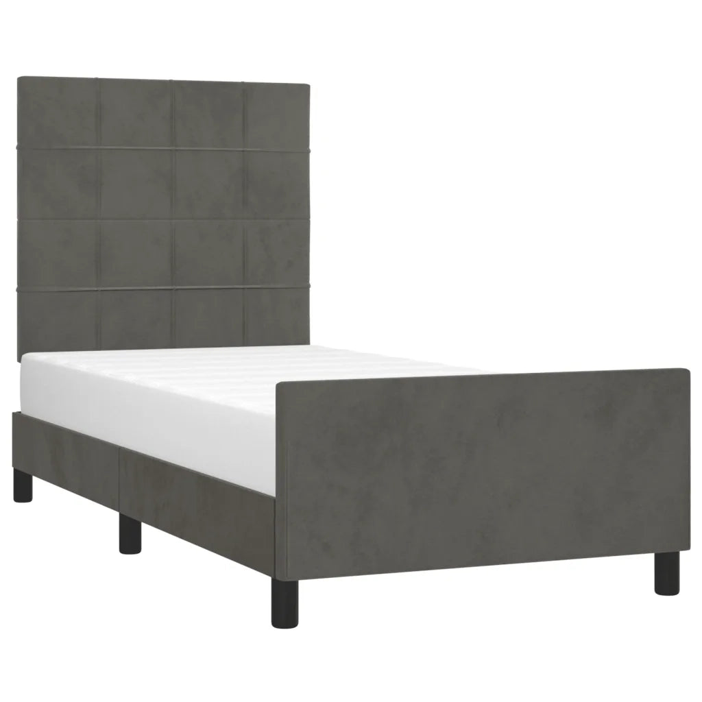Giroletto senza Materasso-Struttura Letto Grigio Scuro 100x200 cm Velluto 574698