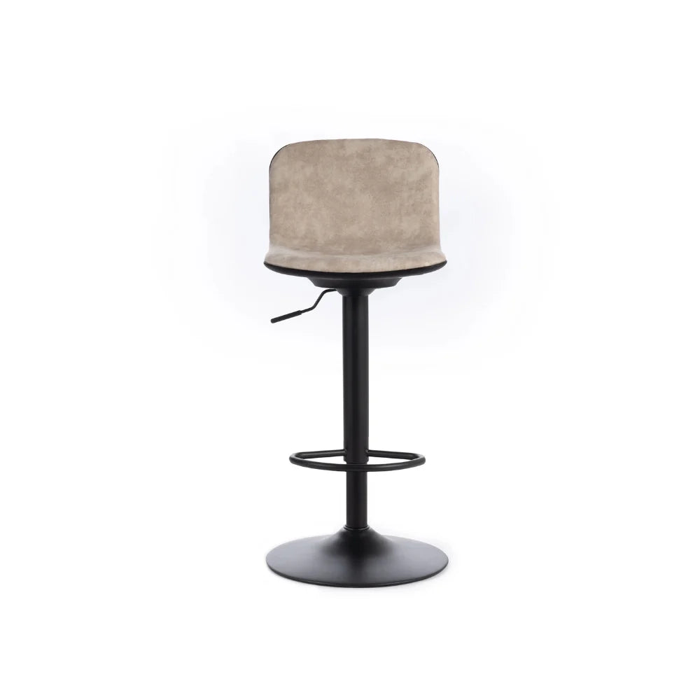 Set di 2 sgabelli da bar e cucina girevoli in microfibra beige Evan con struttura in metallo e poggiapiedi | Duzzle