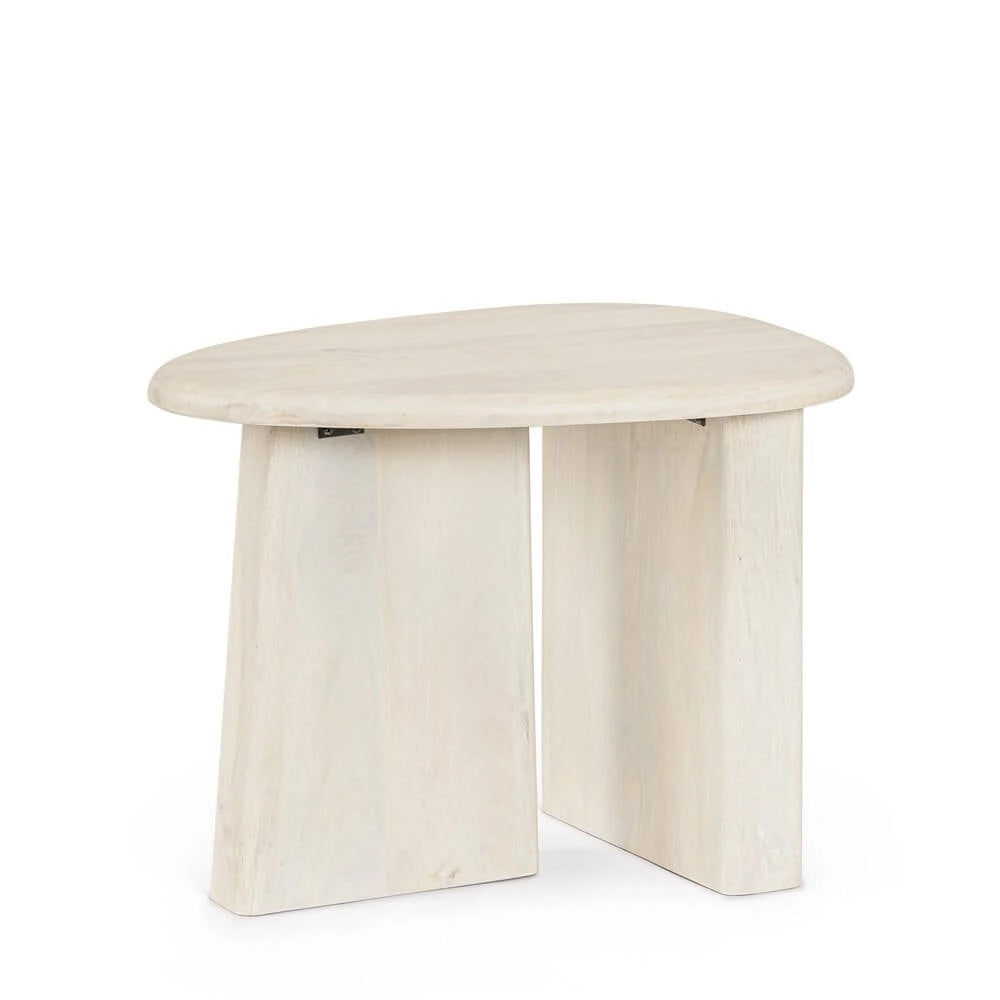 Tavolino in Legno di Mango Piano Ovale Finitura Naturale - ENIGMA
