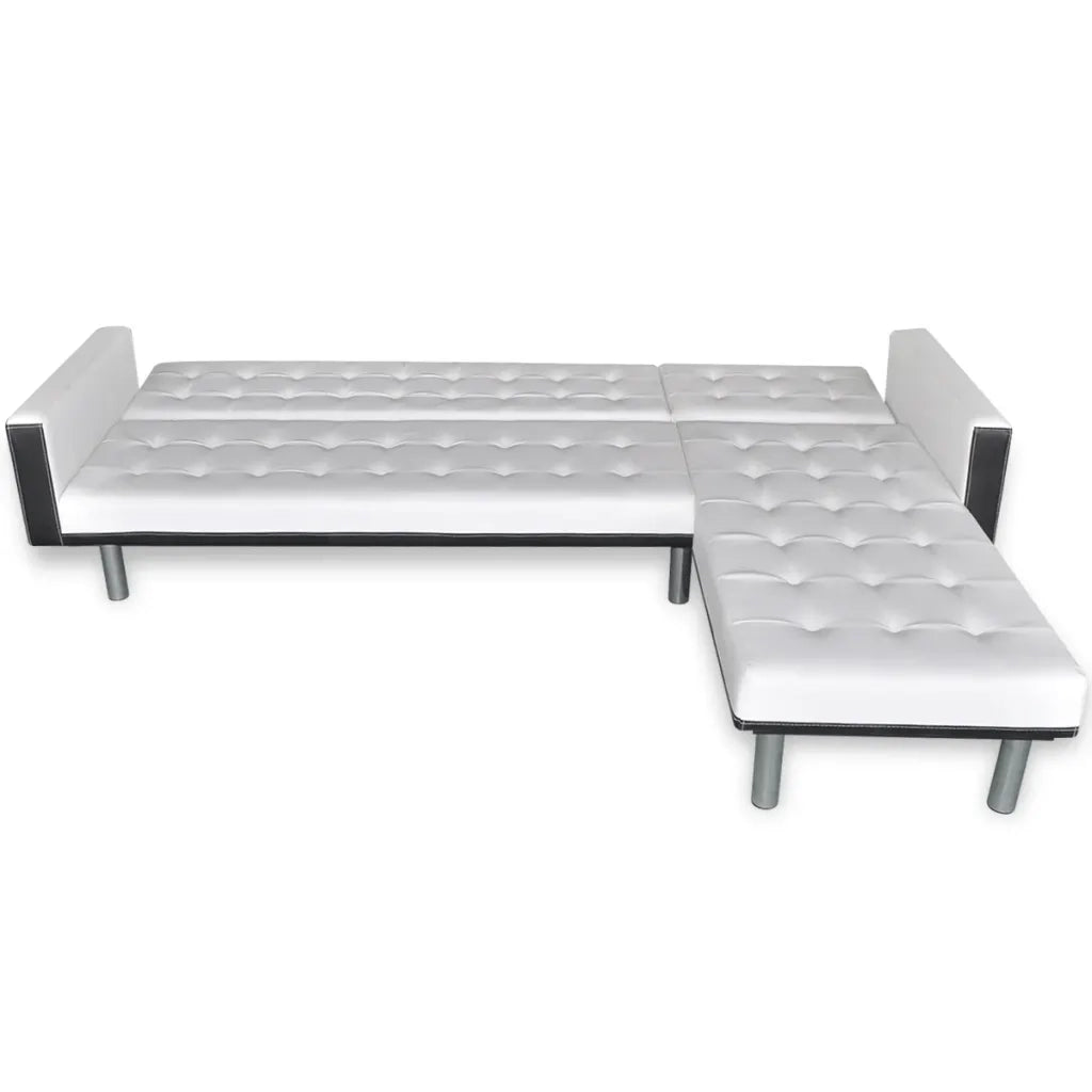 Divano Letto a L in Pelle Artificiale Bianco 244329