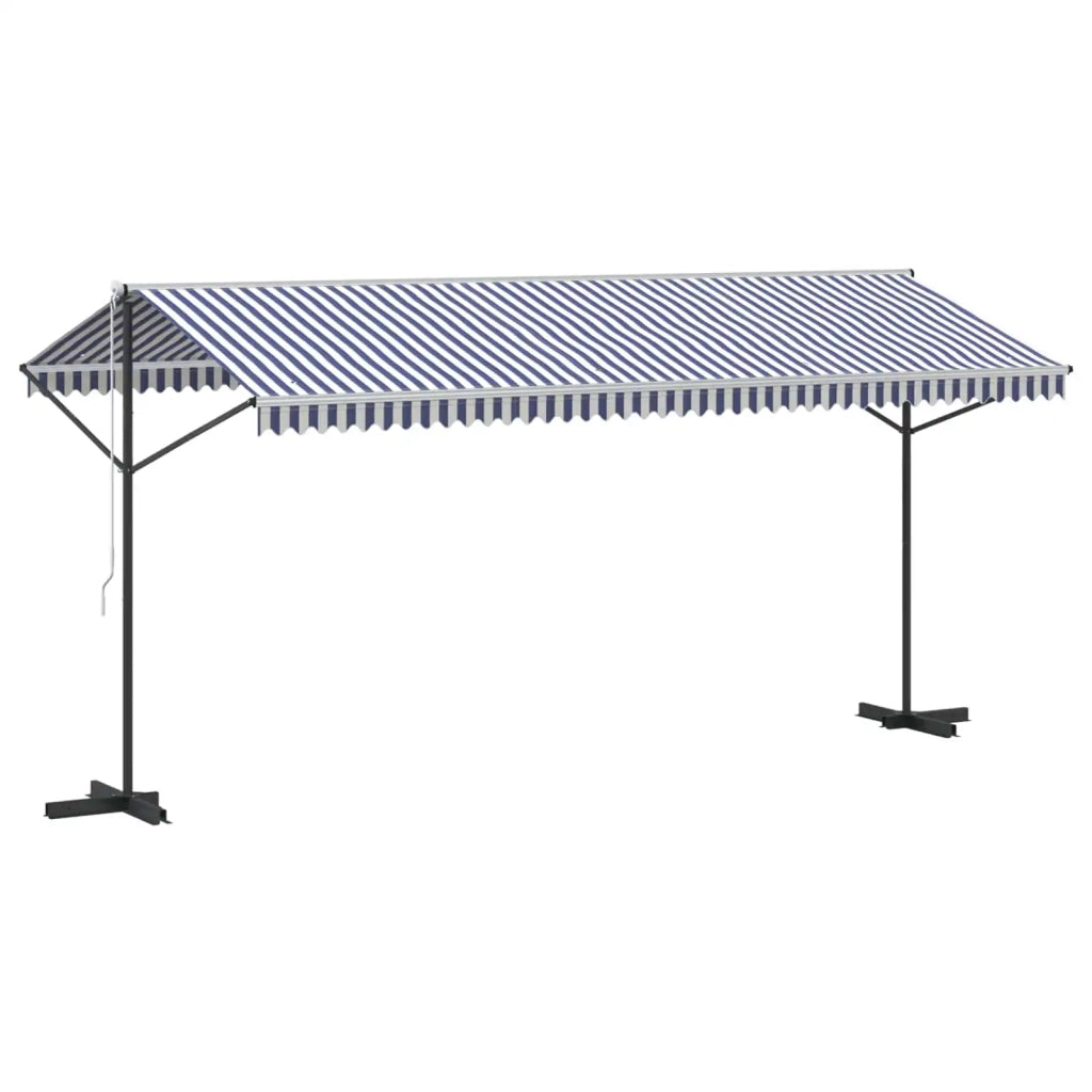 Tenda da Sole Blu e Bianca 500x300 cm in Tessuto e Acciaio 368933
