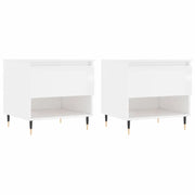 2 pz Tavolini salotto | Tavolino da caff¨¨ | Tavolino da Soggiorno Bianco Lucido 50x46x50cm Legno Multistrato
