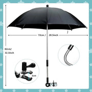 Parasole per passeggini UV 50+ protezione solare universale per passeggino ombrello 72 cm diametro ombrello nero