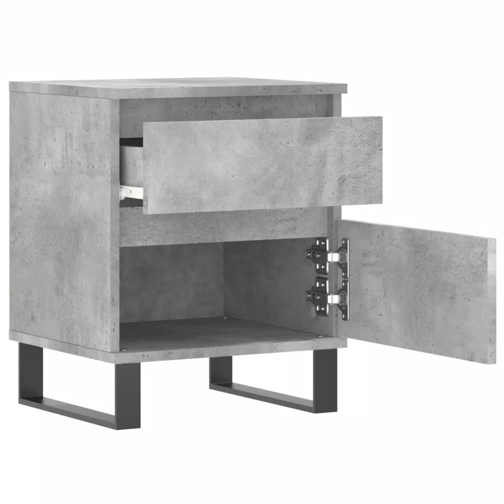 Comodino | Armadio da Notte | Mobiletto da notte Grigio Cemento 40x35x50 cm in Legno Multistrato
