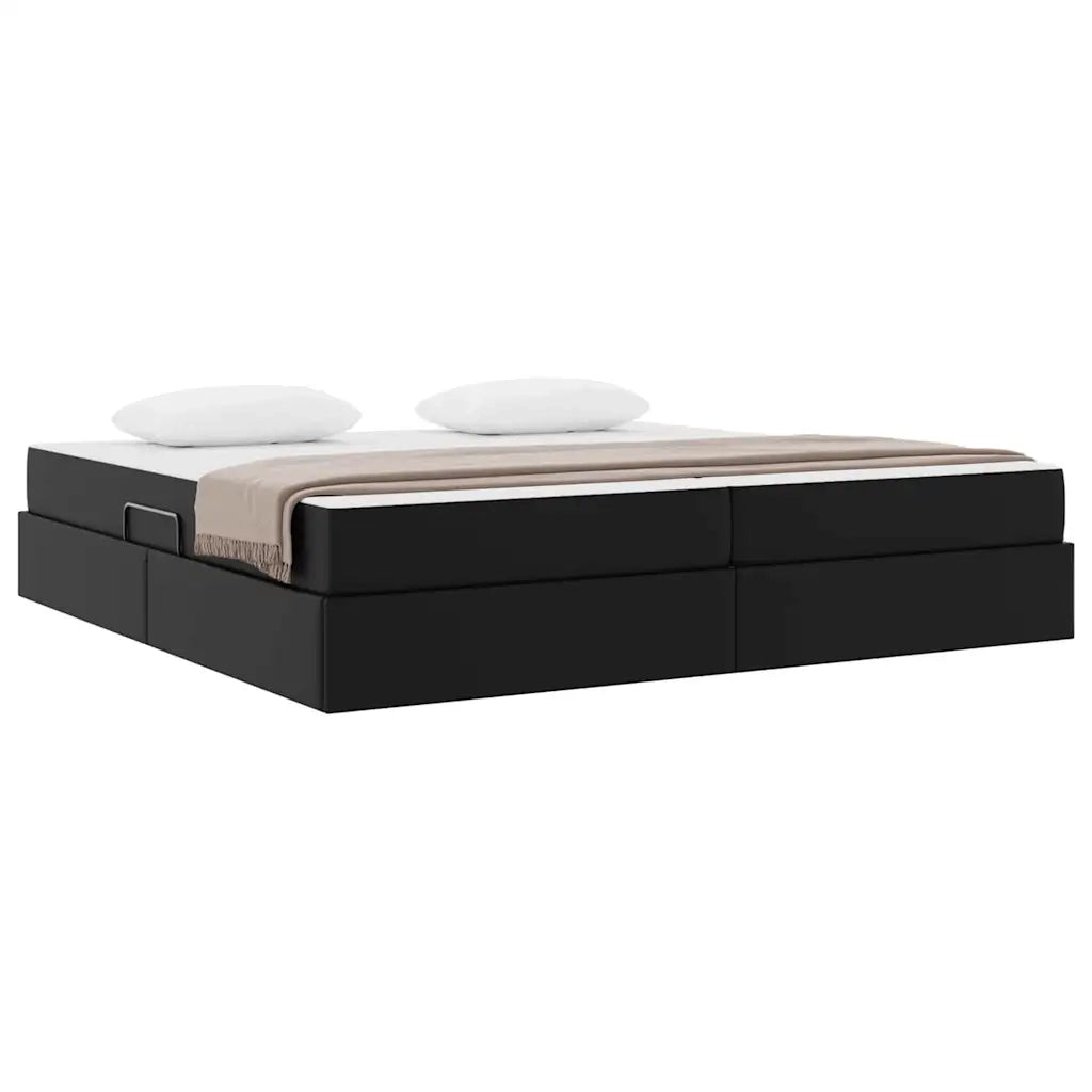Letto con contenitore e materasso 2 pcs Nero Pelle 3399624