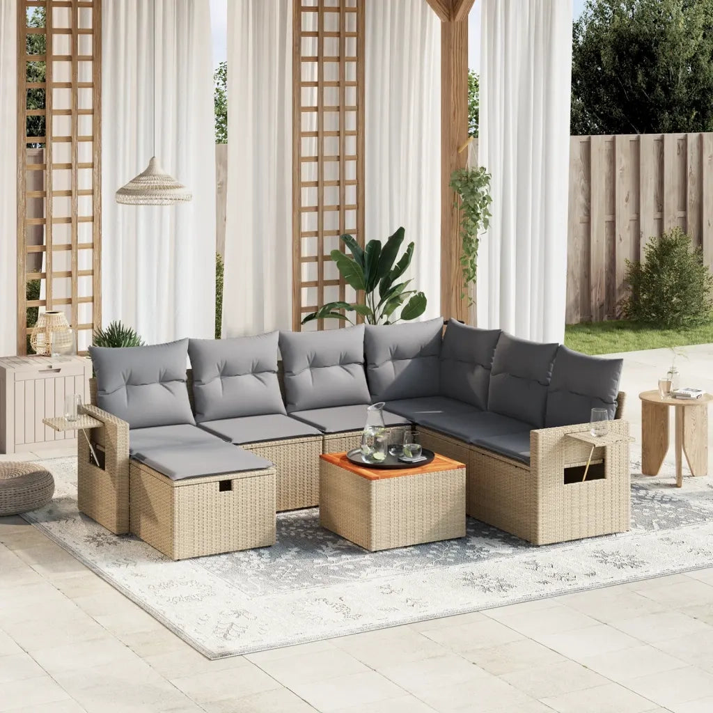 Set Divano da Giardino 8 pz con Cuscini Beige Misto Polyrattancod mxl 116200