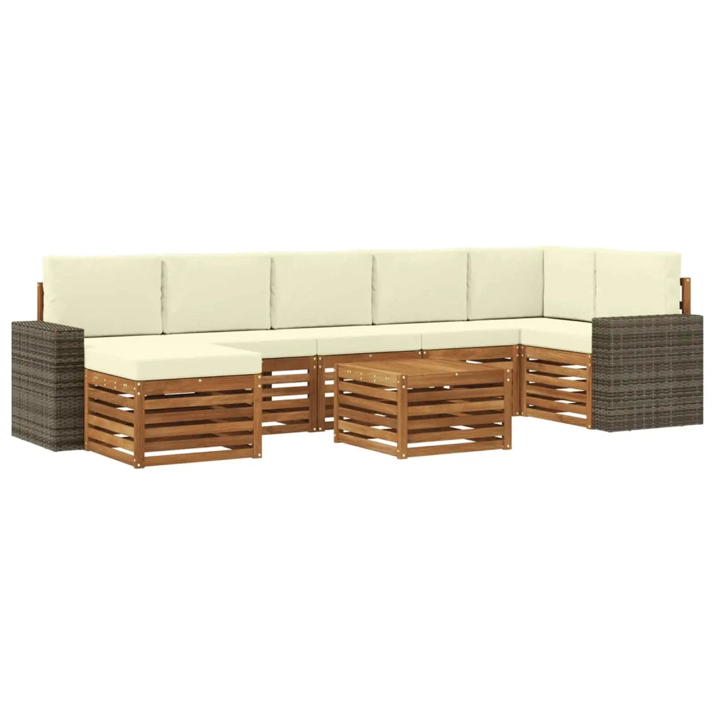 Set di divani da esterno con cuscino 8 pcs Naturale e Crema 3384666