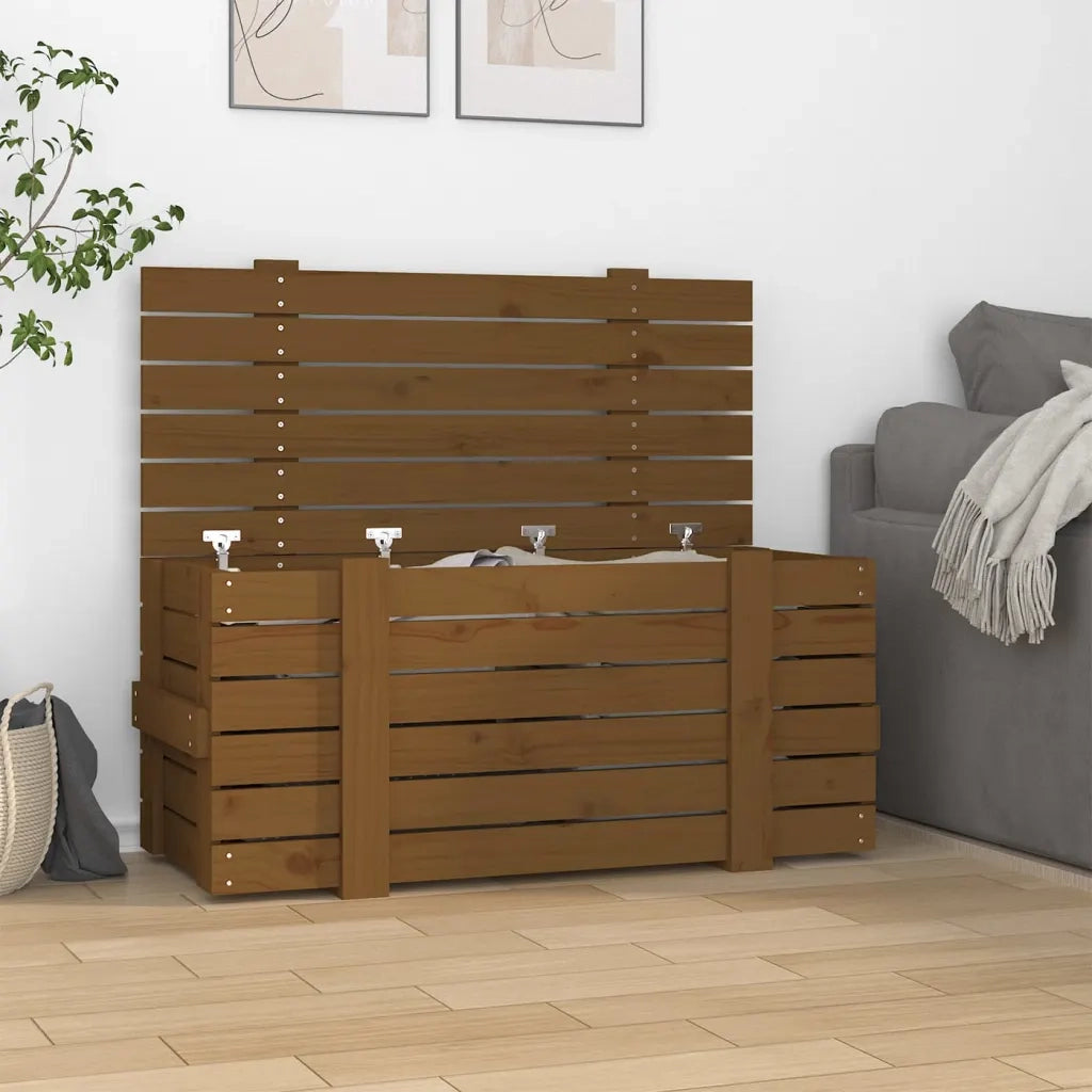 Contenitore Portaoggetti ambra 91x40,5x42cm Legno Massello Pino 825001