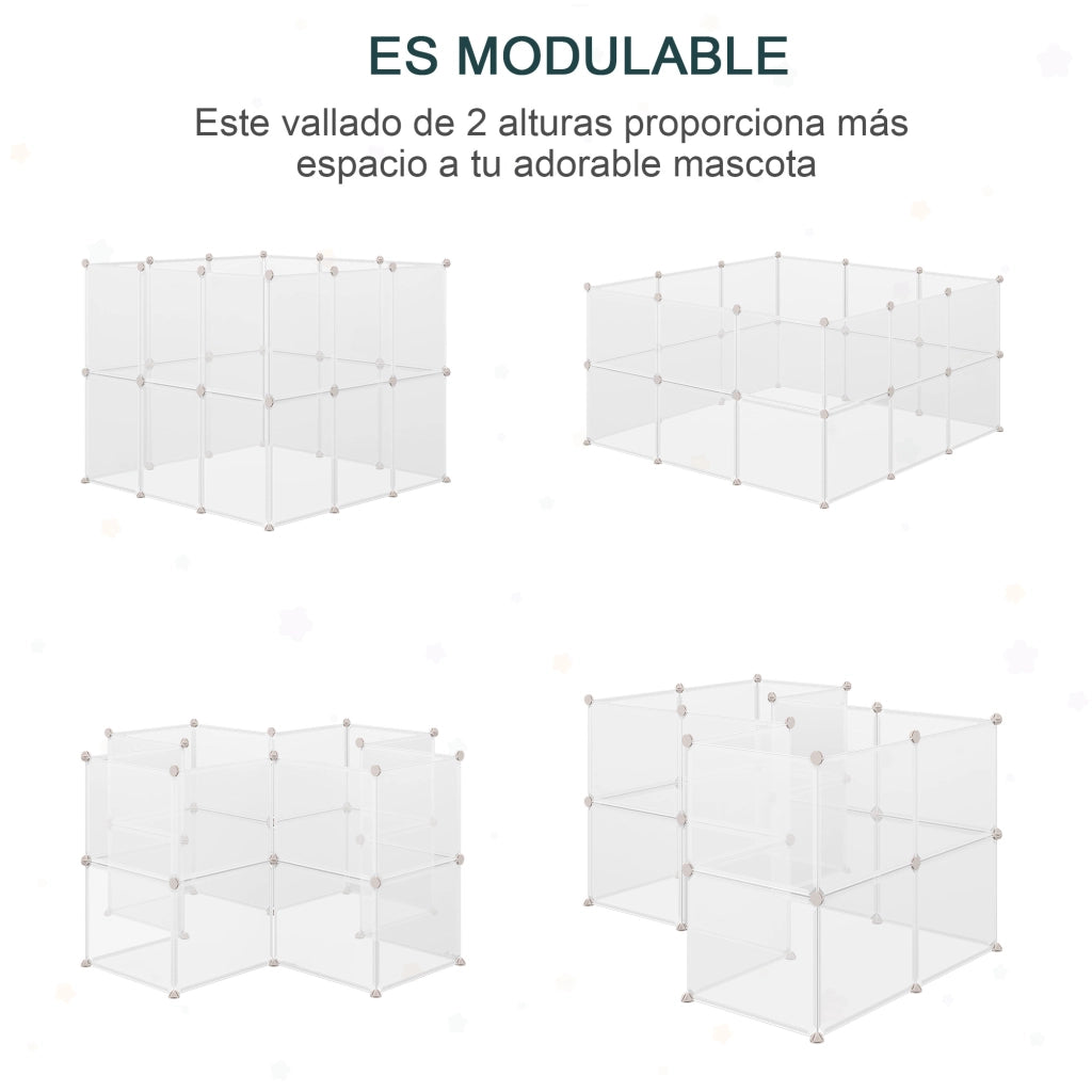 Recinto per Animali Domestici ¨C zephmum ¨C Plastica Trasparente 105x105x45 cm Bianco