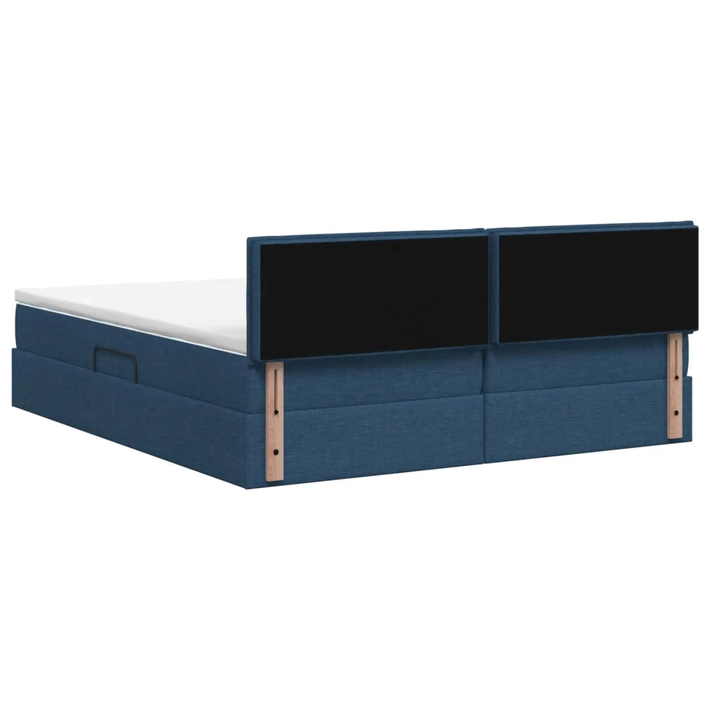 Letto con contenitore LED e materasso Blu 180 x 200 cm Tessuto 3459365
