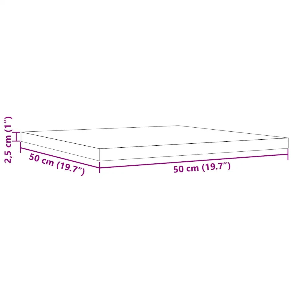 Piano per Tavolo | Superficie Tavolo | Piano Scrivania 50x50x2,5 cm Quadrato Legno Massello di Pino