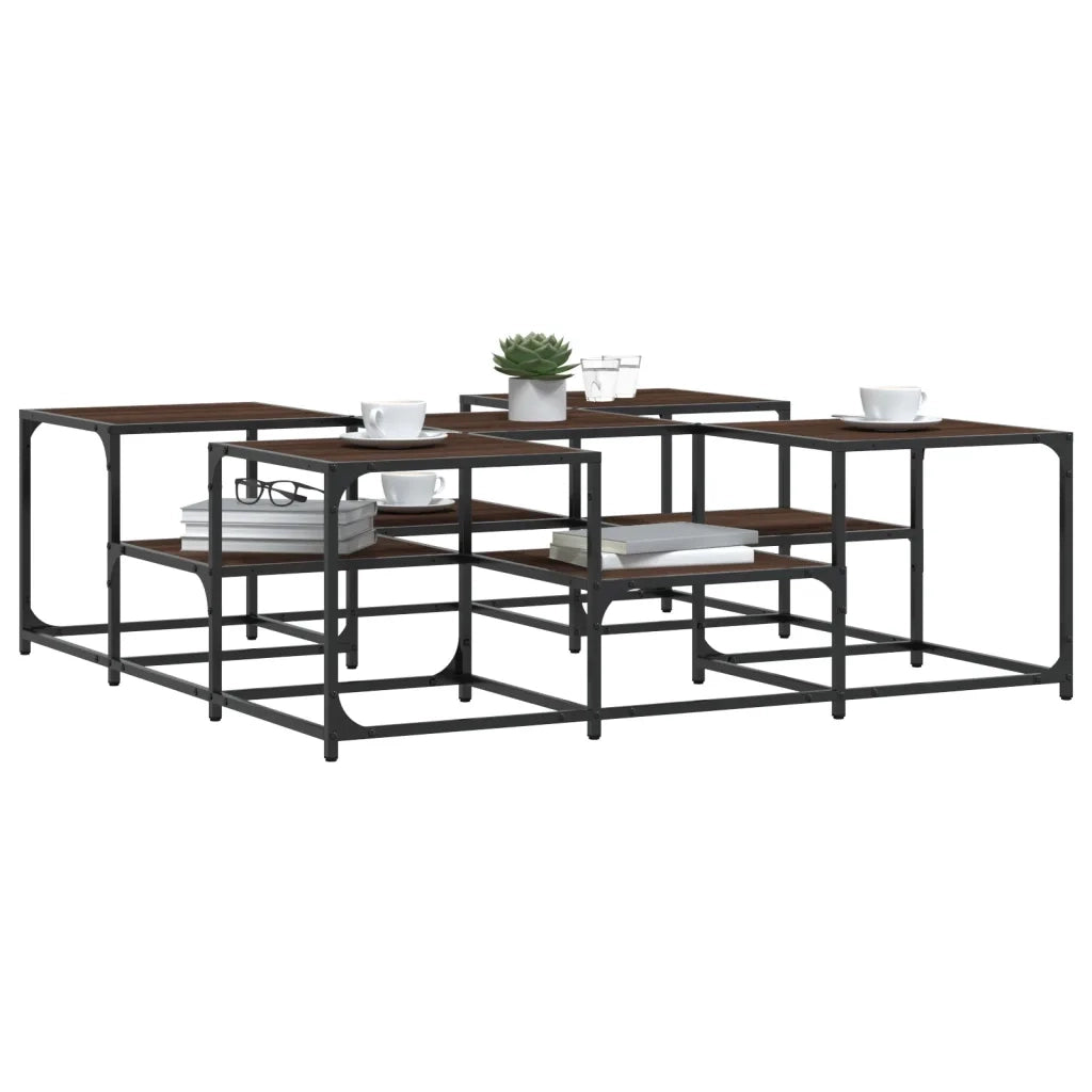 Tavolino Salotto Rovere Marrone 121x121x40 cm Legno Multistrato 839072