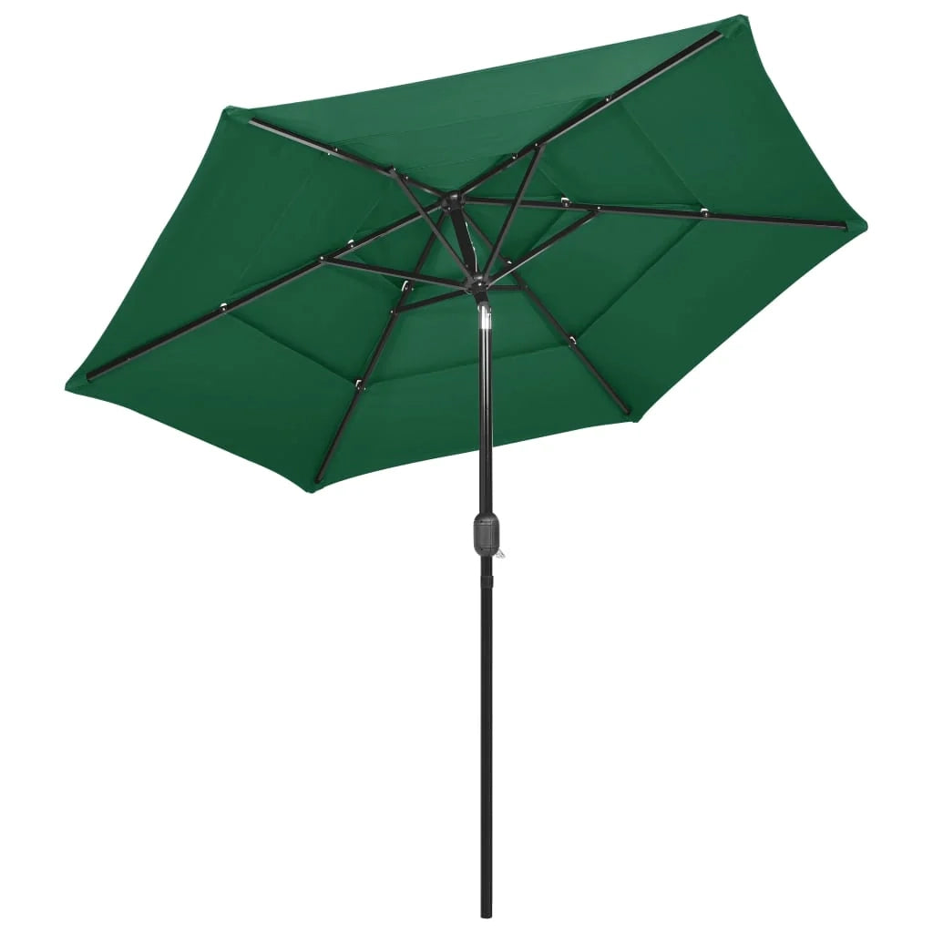 Ombrellone 3 livelli con palo in alluminio 2,5 m verde 02_0008779