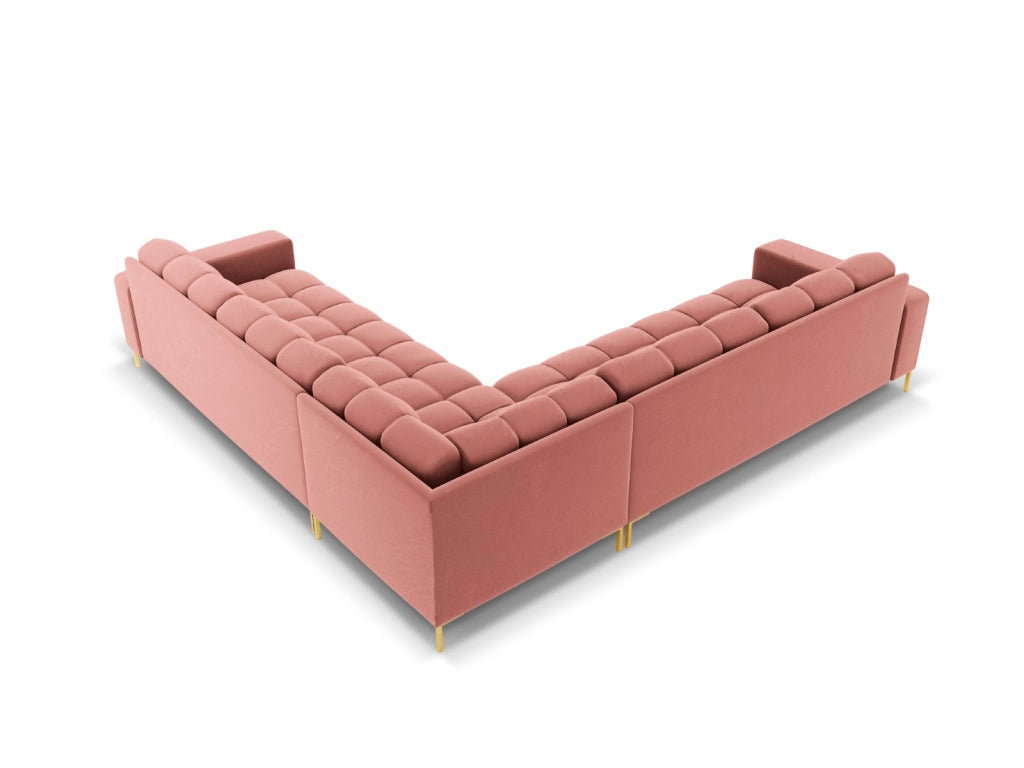 Cosmopolitan Design - Divano angolare reversibile "Bali" 6 posti in velluto rosa 