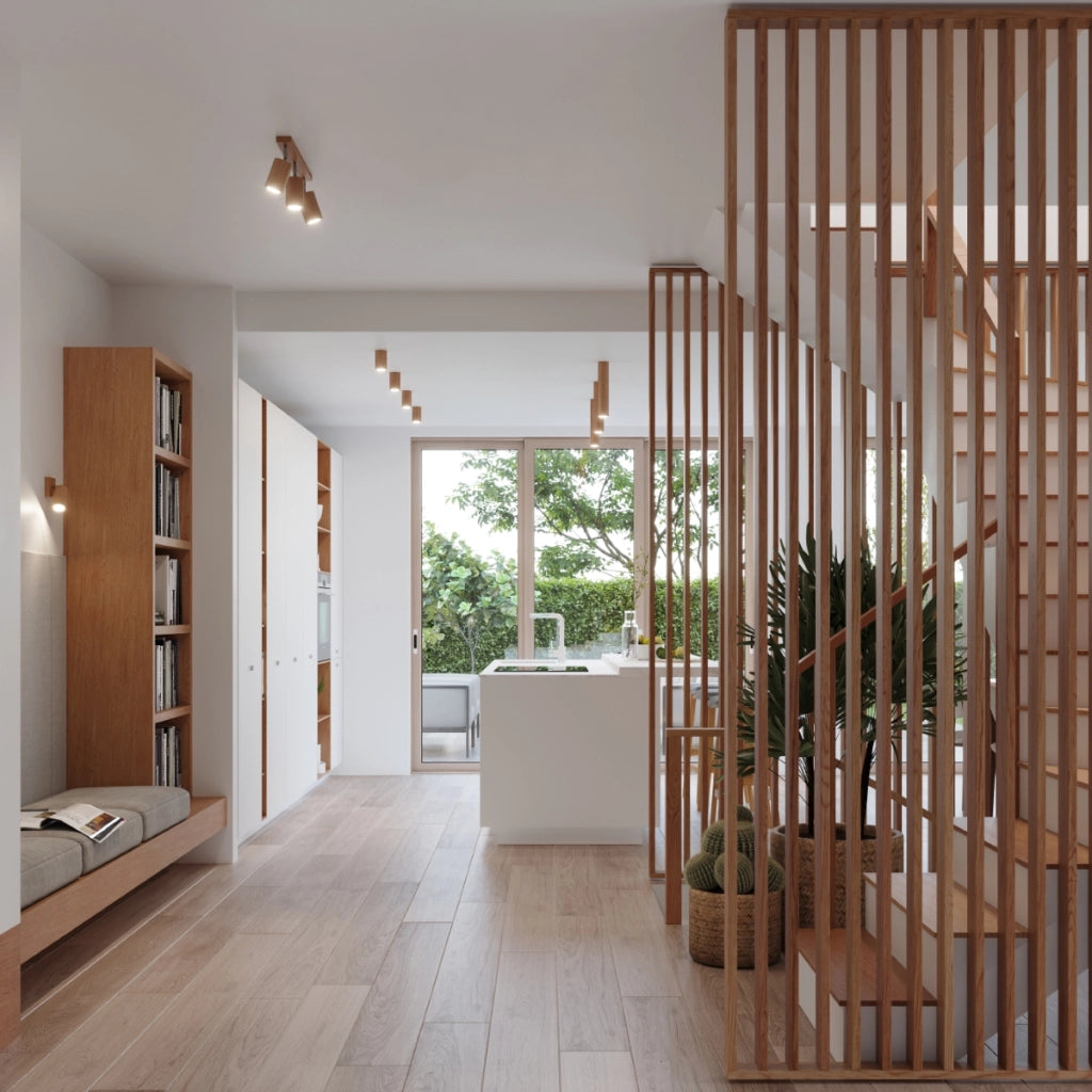 Lampada da soffitto scandinava a 3 luci in legno di quercia ZEKE GU10 LED IP20